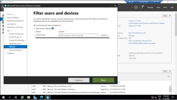 Filter users and devices